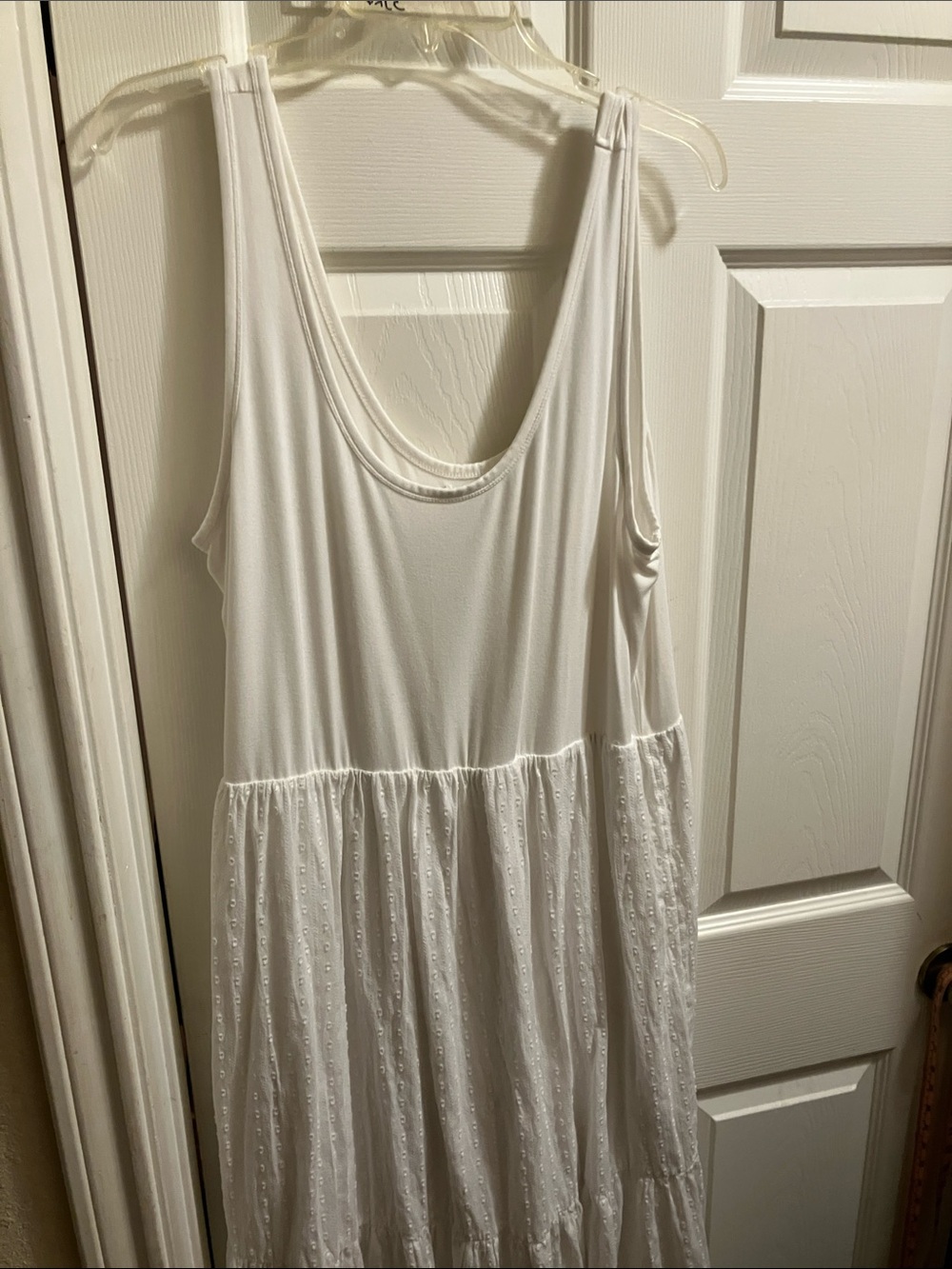 Maurices White Maxi Dress with Eyelet Skirt